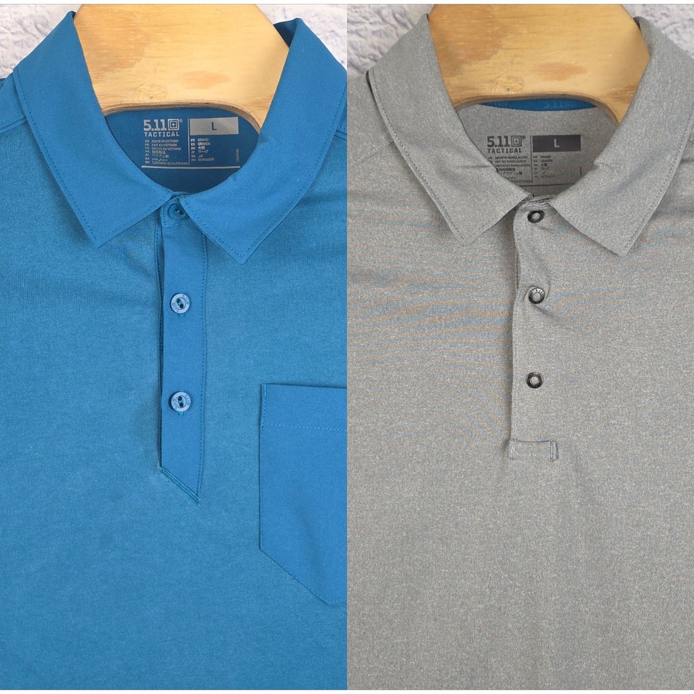 Lot of 2 5.11 Tactical Mens Performance Golf Polo Blue Gray Shirt Size Large
